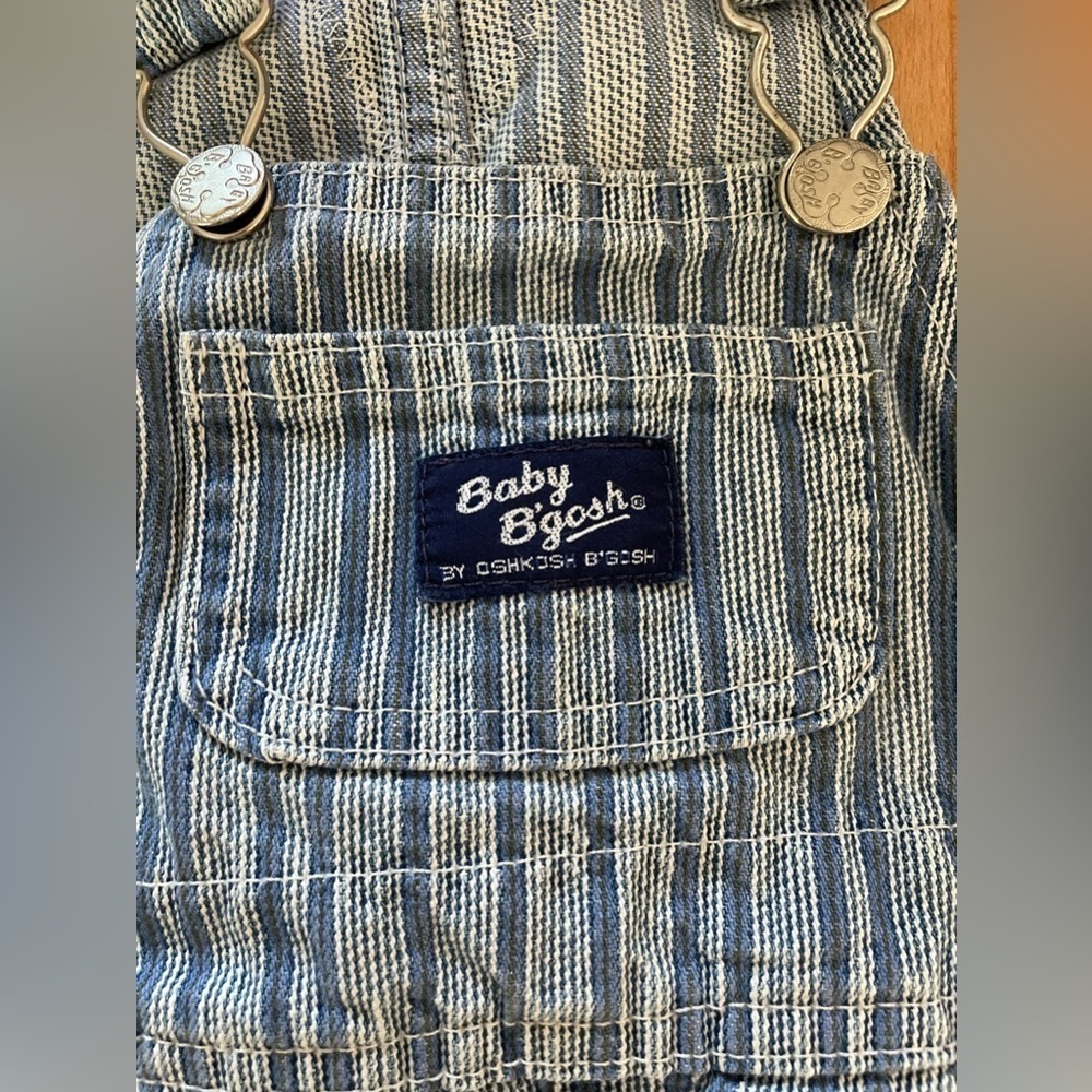 OshKosh B’Gosh 2T blue denim and cream lace overalls dress - Picture 3 of 9